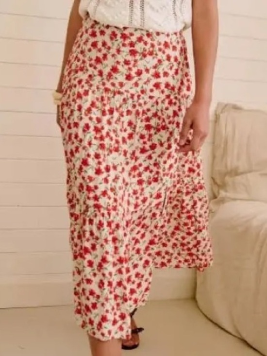 Sezane Dresses & Skirts - Sezane Tammie Skirt Fleurs Corail - Size 34